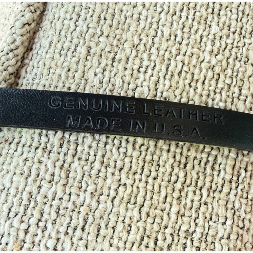 Carlisle Green Zebra Calf Hair Leather Skinny Belt Silver Hardware Large - Picture 7 of 10